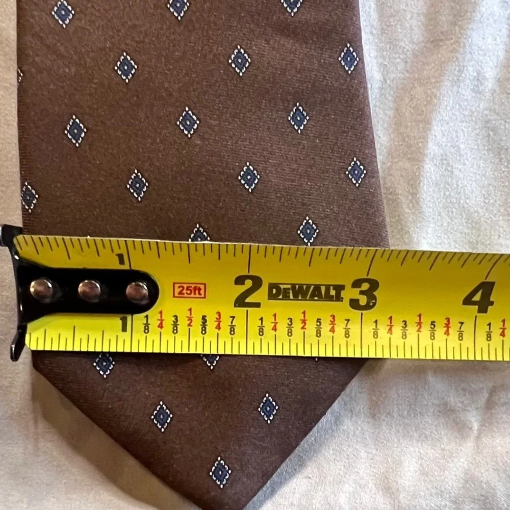 John Henry Twill Blend‎ Micro Diamond Pattern Classic Necktie Brown Blue